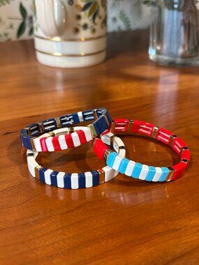 Roxanne Assoulin Patriotic Enamel Bracelet Trio